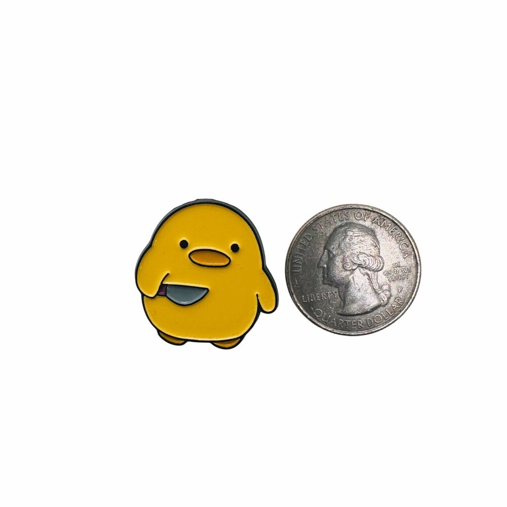 ✨Enamel Pin Yellow Duck Chick With Knife Badge Animal Brooch Yellow Cartoon New - Picture 5 of 6